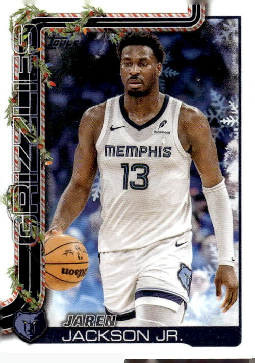 2025-26 Topps Holiday #H148 Jaren Jackson Jr. Light Blue and White Glitter