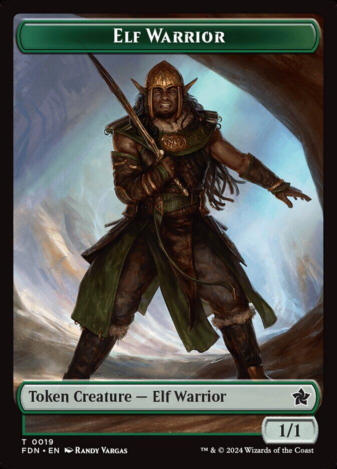 Foundations #19 // 20 Elf Warrior // Raccoon Doubled-Sided Token