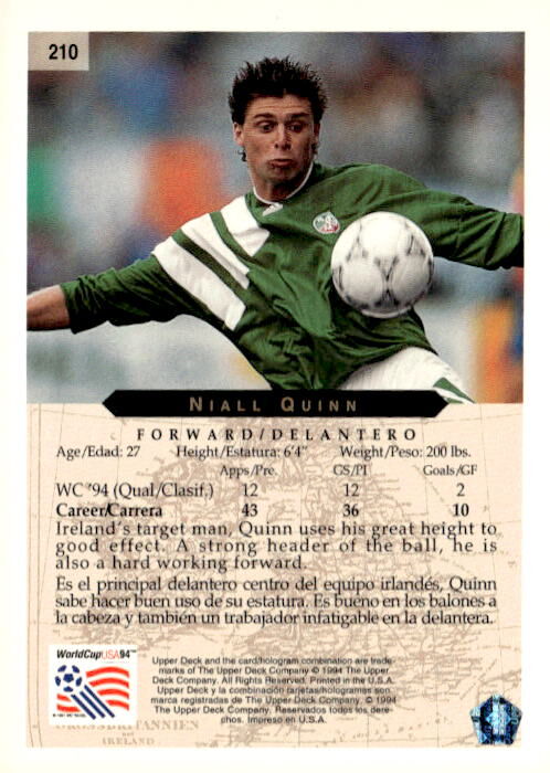 1994 Upper Deck World Cup #210 Niall Quinn