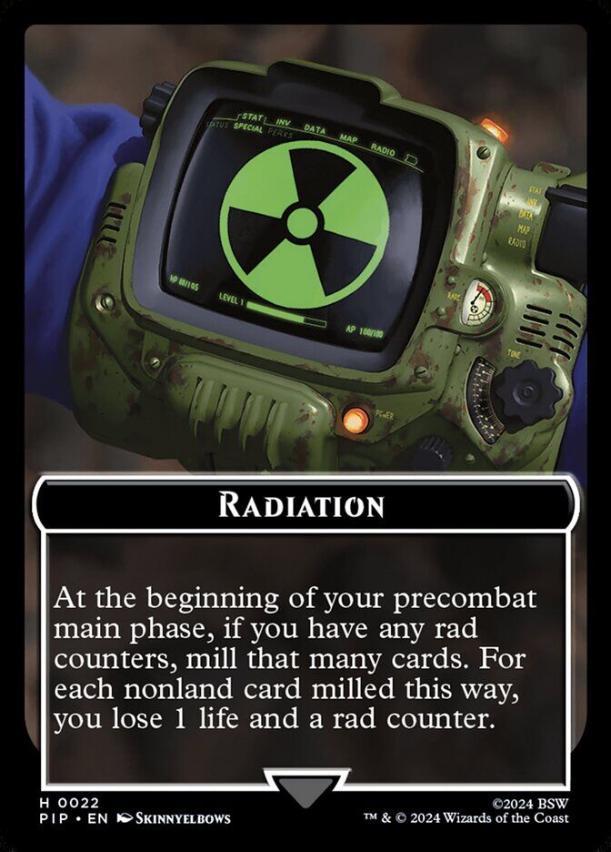 Universes Beyond: Fallout #22 // 6 Radiation // Alien Double-Sided Token